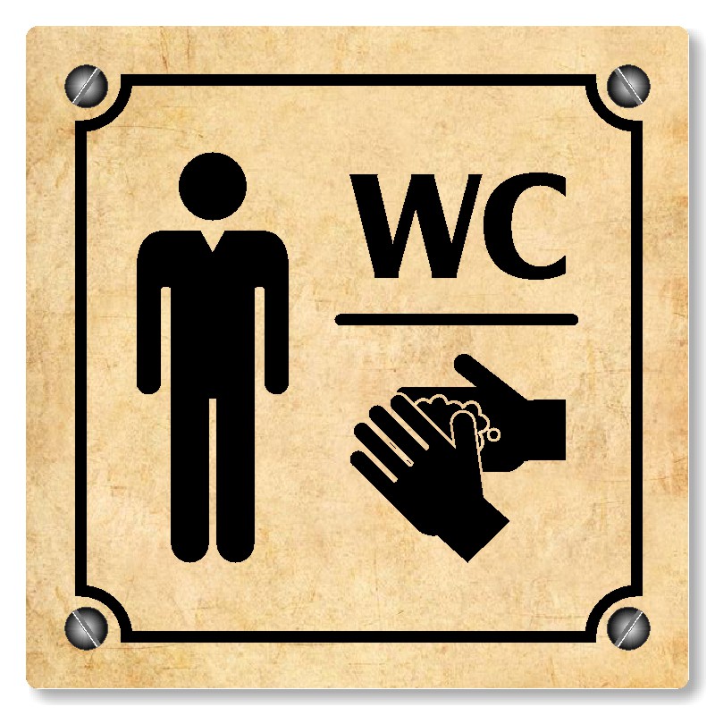 WC muži, 118x118mm, pergamen, Kansas